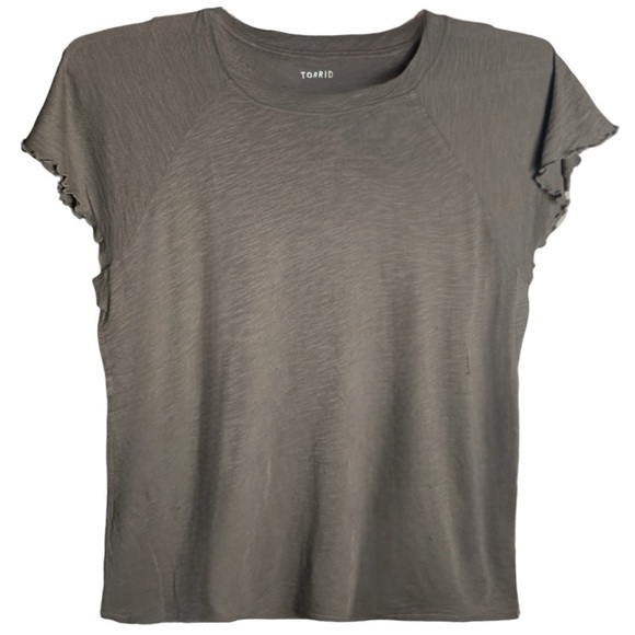 TORRID‎ 6X Granite-Grey Cotton Modal CrewNeck Lightweight Flutter Sleeve… - Picture 5 of 7